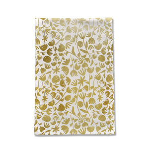 Gold Ink Floral Pattern Tea Towel [Wholesale]