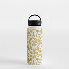 Load image into Gallery viewer, Gold Ink Floral Handle Lid Water Bottle
