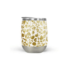 Load image into Gallery viewer, Gold Ink Floral Pattern Stemless Wine Tumbler