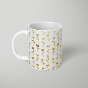 Gold Ink Flower Pattern - Mug