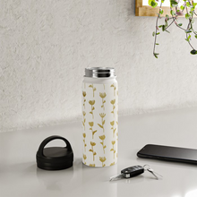 Load image into Gallery viewer, Gold Ink Flower Handle Lid Water Bottle