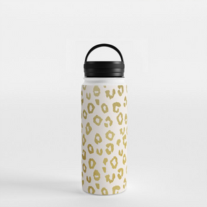 Gold Leopard Print Handle Lid Water Bottle