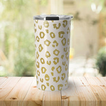 Load image into Gallery viewer, Gold Leopard Print Travel Mug