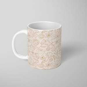Gold Magnolia Pattern - Mug