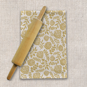 Gold Floral Pattern Tea Towel