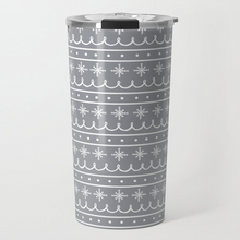 Load image into Gallery viewer, Gray Snowflake Pattern Travel Mug