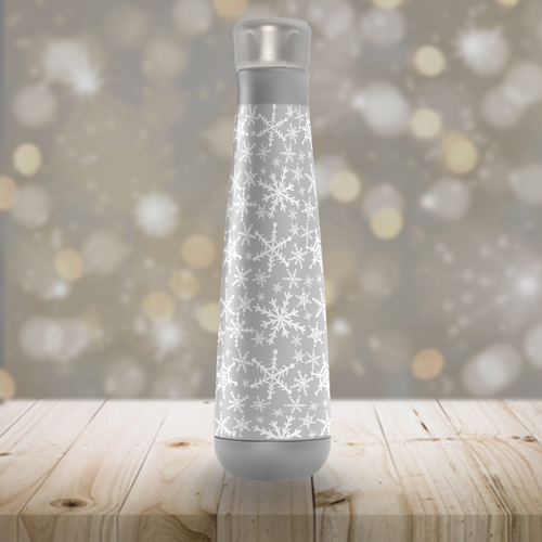 Gray Snowflakes Peristyle Water Bottle [Wholesale]