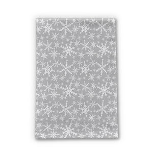 Gray Snowflakes Tea Towel