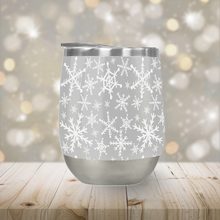 Load image into Gallery viewer, Gray Snowflakes Stemless Wine Tumbler