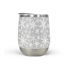 Load image into Gallery viewer, Gray Snowflakes Stemless Wine Tumbler
