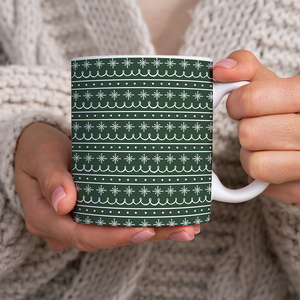 Green Snowflake Pattern - Mug