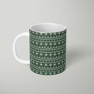 Green Snowflake Pattern - Mug