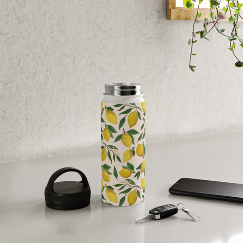 Lemon Blossom Handle Lid Water Bottle