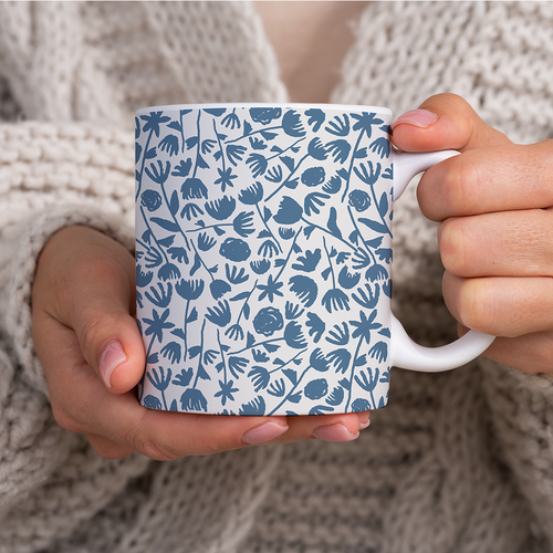 Light Blue Floral Pattern - Mug