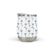 Load image into Gallery viewer, Light Blue Flower Pattern Stemless Wine Tumbler