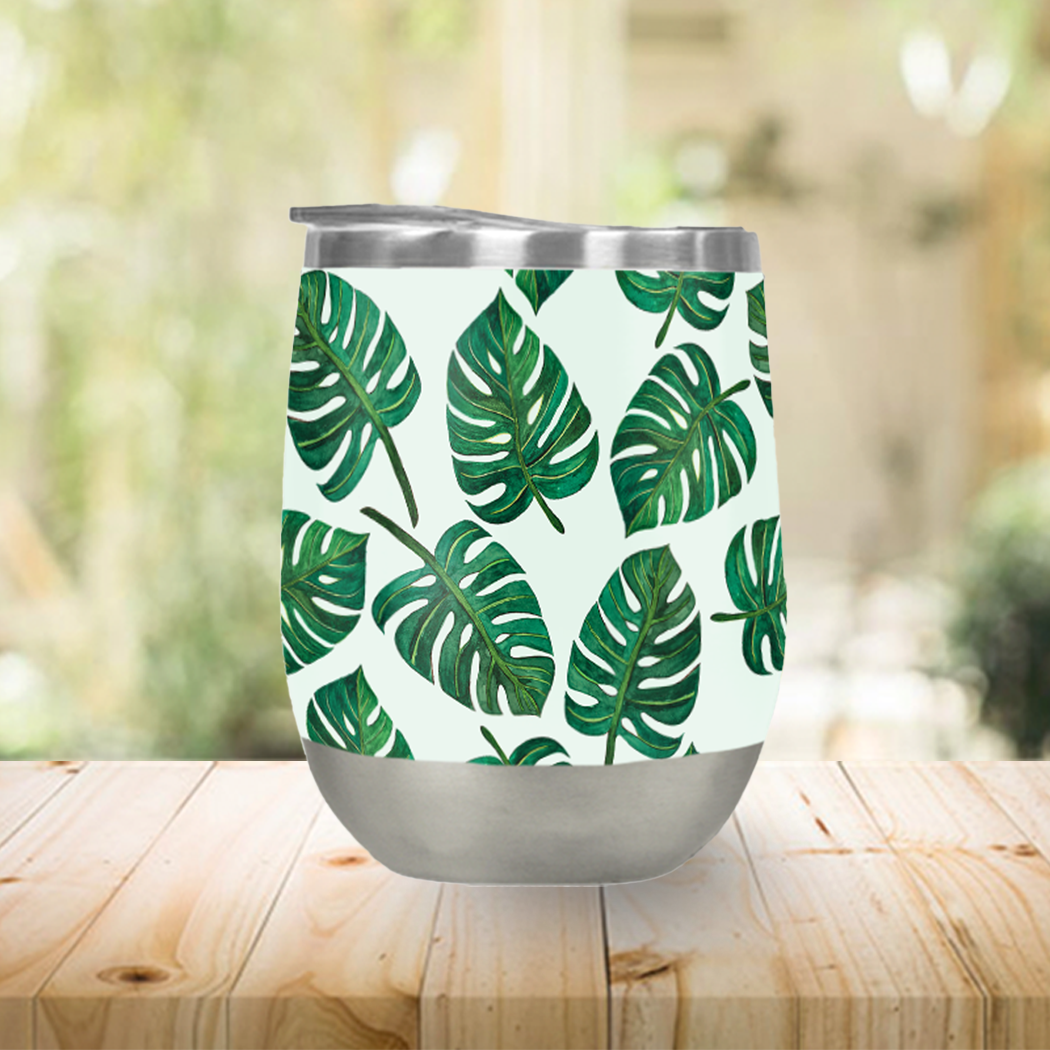 monstera tumbler Monstera Watercolor Stemless Wine Tumbler