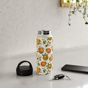 Orange Blossom Handle Lid Water Bottle
