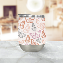 Load image into Gallery viewer, Orange and Pink Butterfly Stemless Wine Tumblers