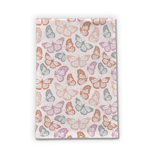 Orange and Pink Butterfly Tea Towel