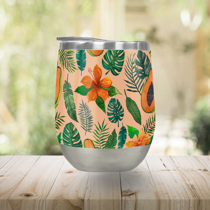 Papaya Pattern Stemless Wine Tumbler
