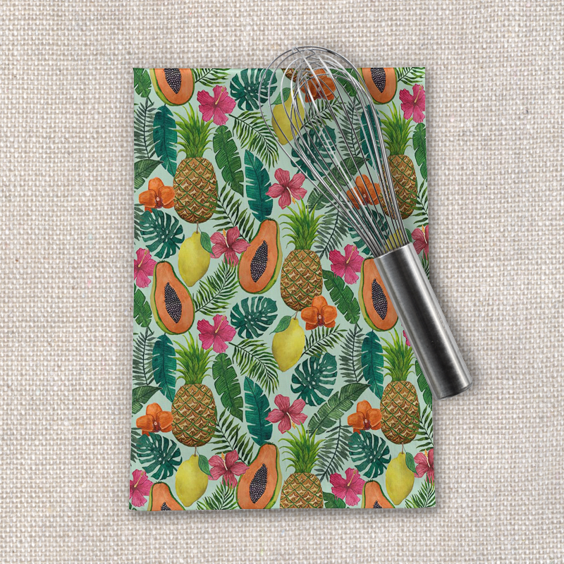 Pineapple and Papaya Tropical Tea Towel