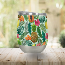 Load image into Gallery viewer, Pineapple and Papaya Tropical Stemless Wine Tumbler