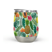 Load image into Gallery viewer, Pineapple and Papaya Tropical Stemless Wine Tumbler