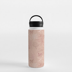 Pink Desert Leaf Handle Lid Water Bottle
