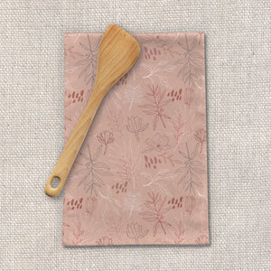 Pink Desert Leaf Tea Towel