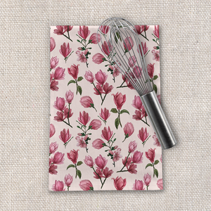 Pink Magnolia Blossoms Tea Towel [Wholesale]