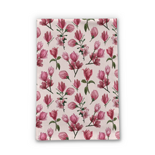 Load image into Gallery viewer, Pink Magnolia Blossoms Tea Towel