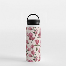 Load image into Gallery viewer, Pink Magnolia Blossom Handle Lid Water Bottle