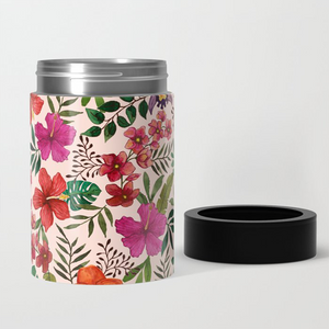 Pink Tropical Flower Can Cooler
