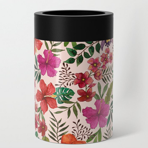 Pink Tropical Flower Can Cooler