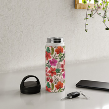 Load image into Gallery viewer, Pink Tropical Flower Handle Lid Water Bottle