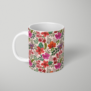 Pink Tropical Flower Pattern - Mug