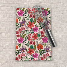 Load image into Gallery viewer, Pink Tropical Flower Tea Towel