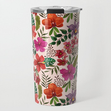 Load image into Gallery viewer, Pink Tropical Flower Travel Mug