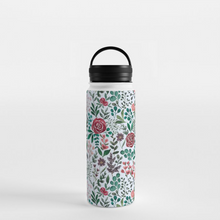 Load image into Gallery viewer, Pink and Purple Flowers Handle Lid Water Bottle