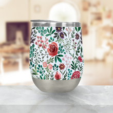 Load image into Gallery viewer, Pink and Purple Flowers Stemless Wine Tumbler