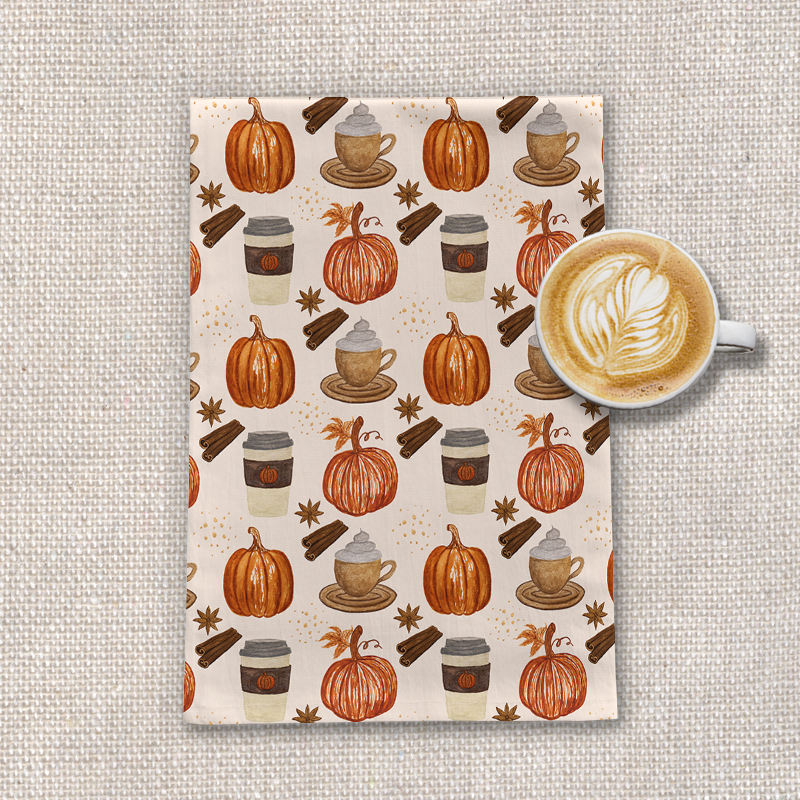 Pumpkin Spice Coffee Tea Towel