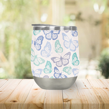 Load image into Gallery viewer, Purple and Green Butterfly Stemless Wine Tumblers