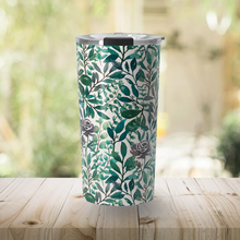 Load image into Gallery viewer, Purple Flowers and Eucalyptus Leaves Travel Mug