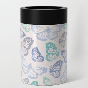 Purple and Green Butterfly Can Cooler