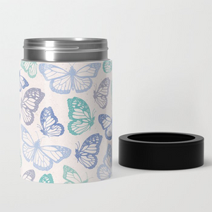 Purple and Green Butterfly Can Cooler