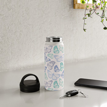 Load image into Gallery viewer, Purple &amp; Green Butterfly Handle Lid Water Bottle