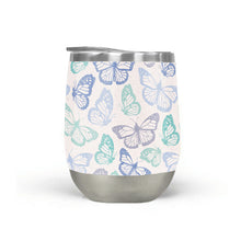 Load image into Gallery viewer, Purple and Green Butterfly Stemless Wine Tumblers