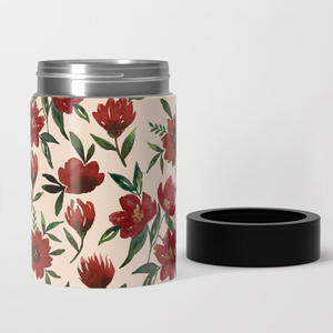 Red Fall Flowers Can Cooler/Koozie