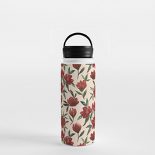 Load image into Gallery viewer, Red Fall Flowers Handle Lid Water Bottle