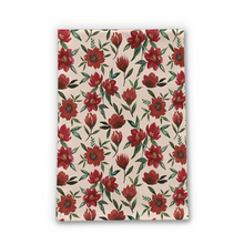 Load image into Gallery viewer, Red Fall Flowers Tea Towel